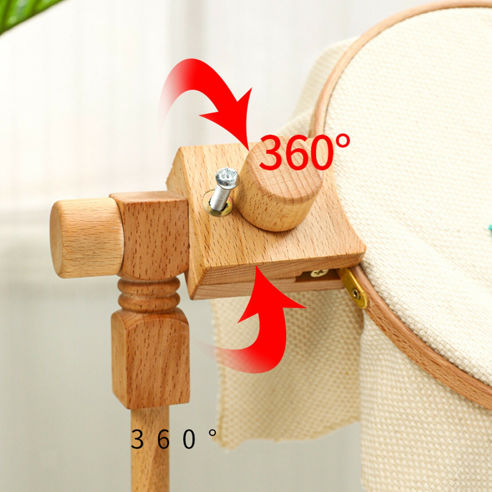 Wooden Embroidery Hoop Stand with Clamp Rack Rotated Cross Stitch Frame