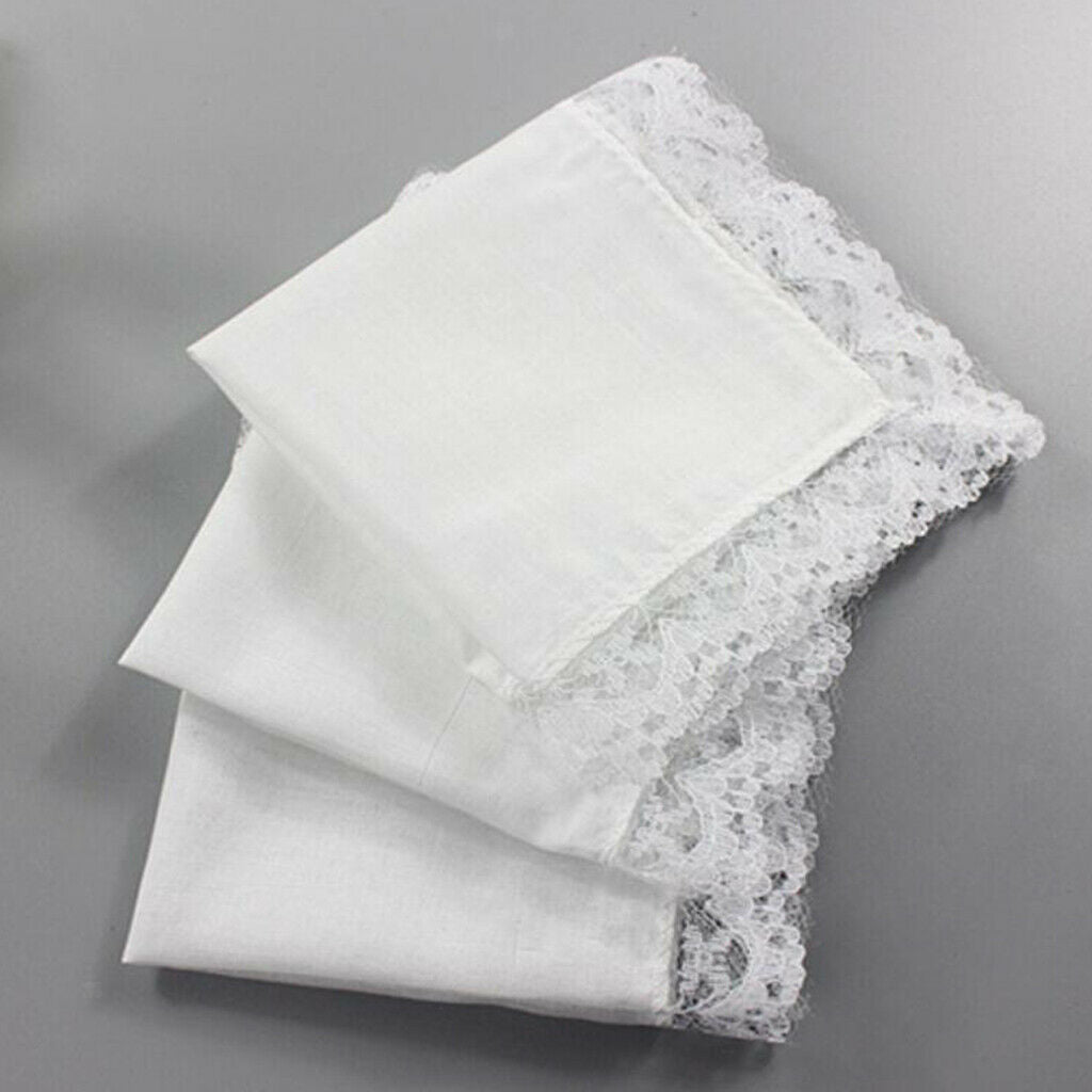 5Pcs Womens Cotton Lace Handkerchiefs, Pocket Square Hankies Pack Bulk For Men