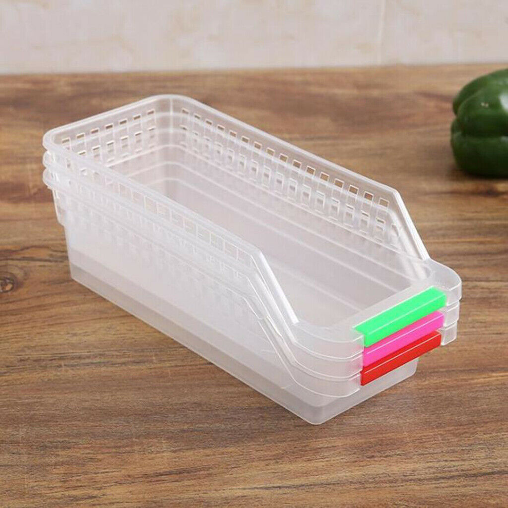 Set of 4 Refrigerator Organizer Bins Stackable Fridge Organizers for Freezers