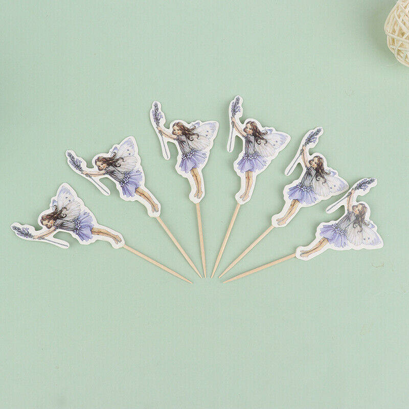 24Pcs Flower Fairy Girls Party Cupcake Cake Toppers Picks Birthday Party Decor