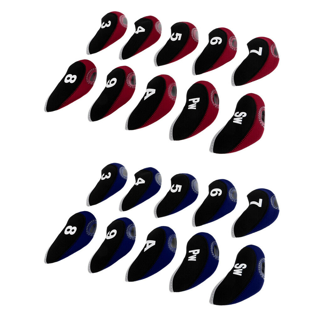 20pcs Golf Iron Club Head Covers, Headcovers Metal Neoprene Traditional Plain