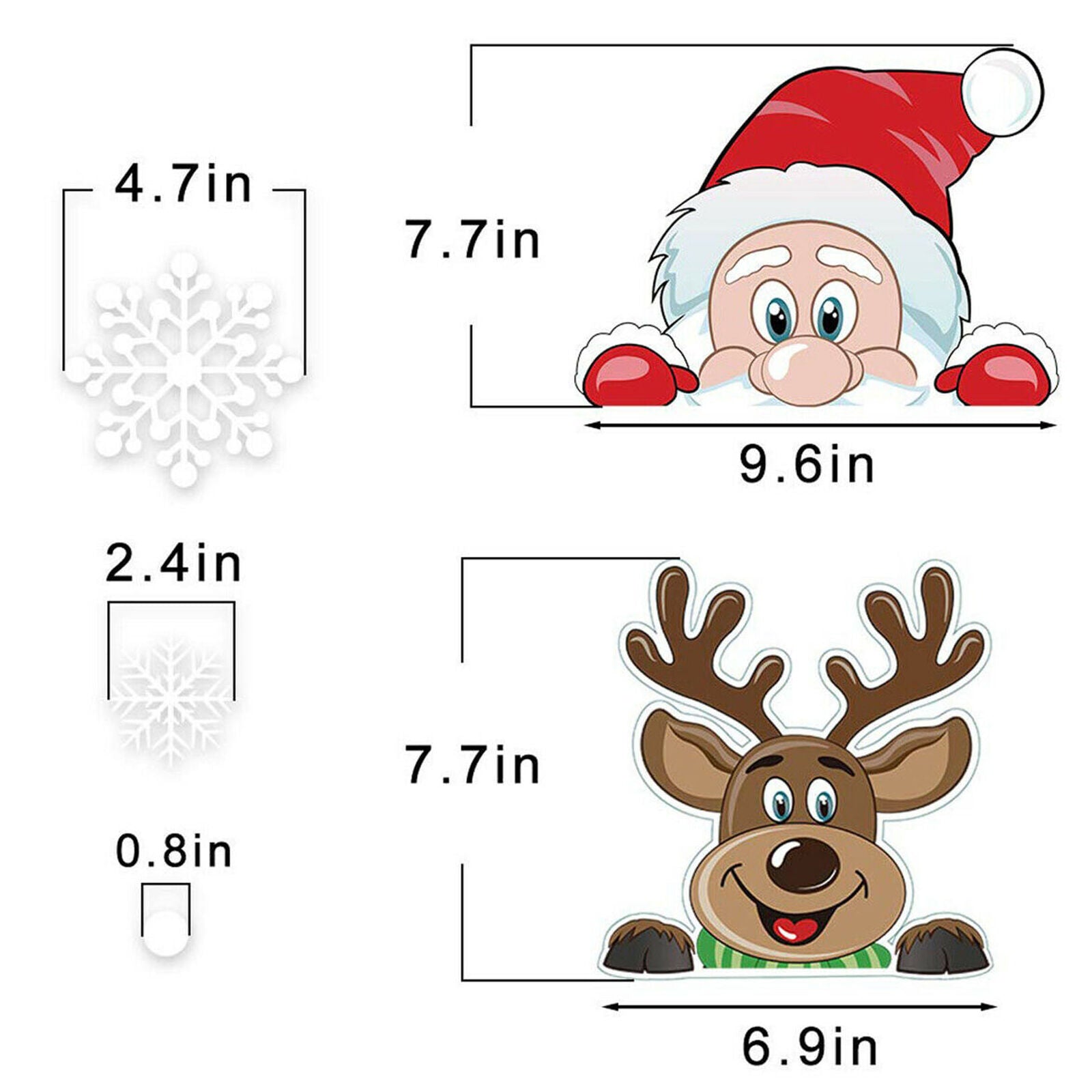Christmas Window Clings Snowflake Reindeer Santa Claus Window Stickers