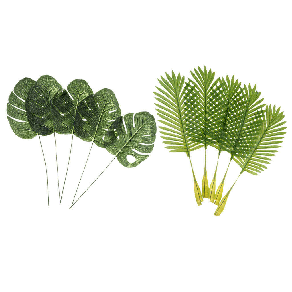 10x Large Artificial Leaf Faux Monstera Coconut Tree Leaves for Garden Home