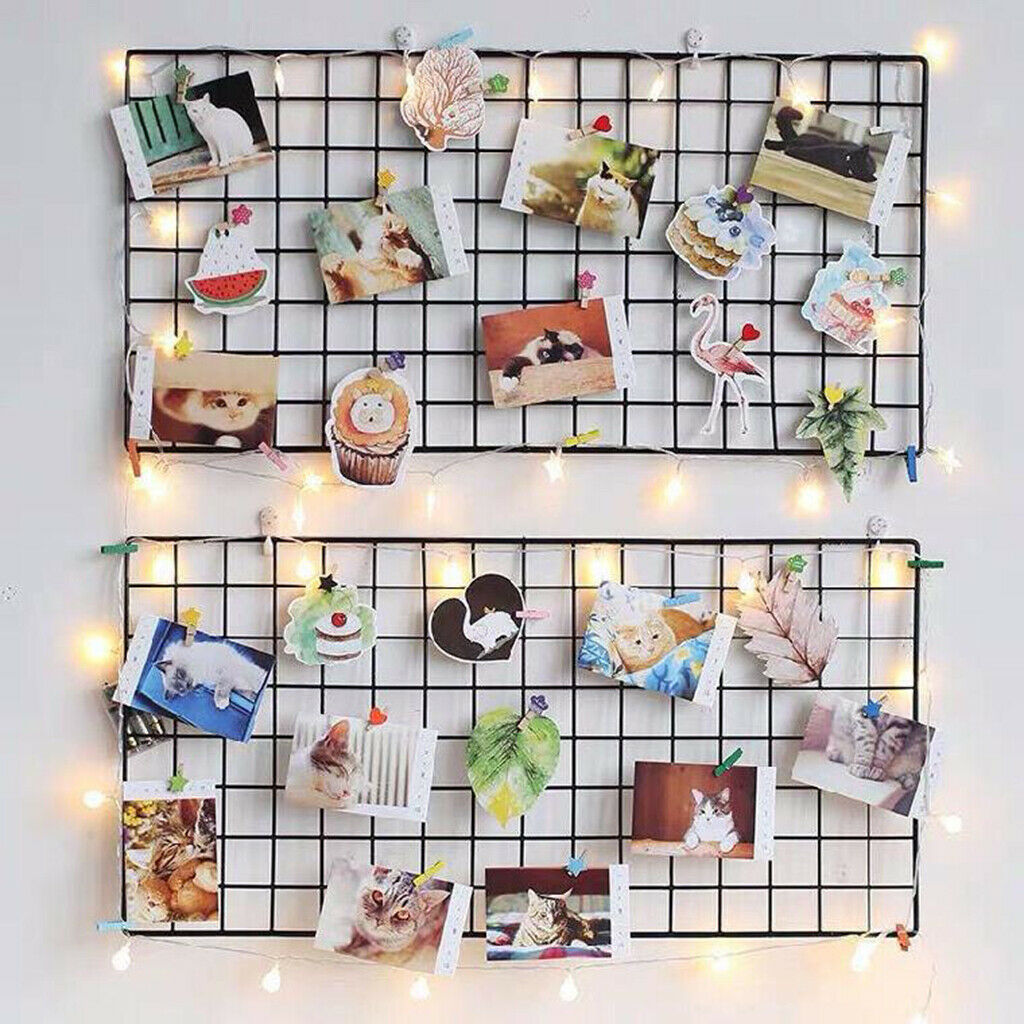 4Pcs Wall Grid Panel Basket Picture Display Memo Board Bedroom Cubicle