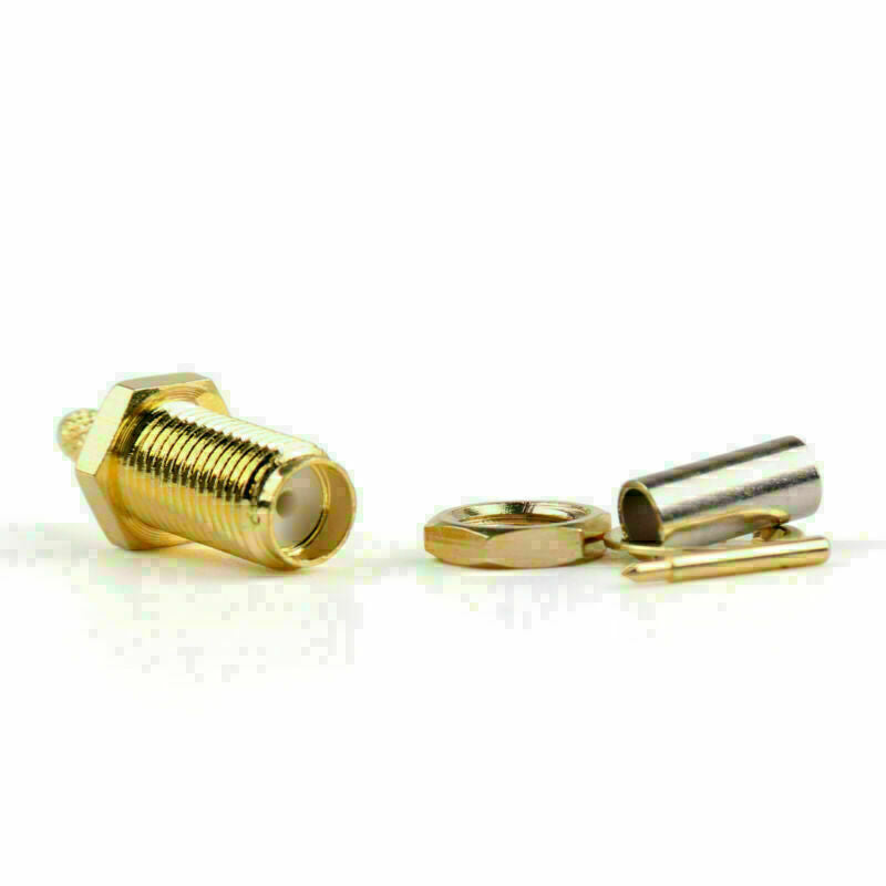 10Pcs Connector RP-SMA Female Jack Bulkhead Crimp RG174 RG316 LMR100 Cable CN