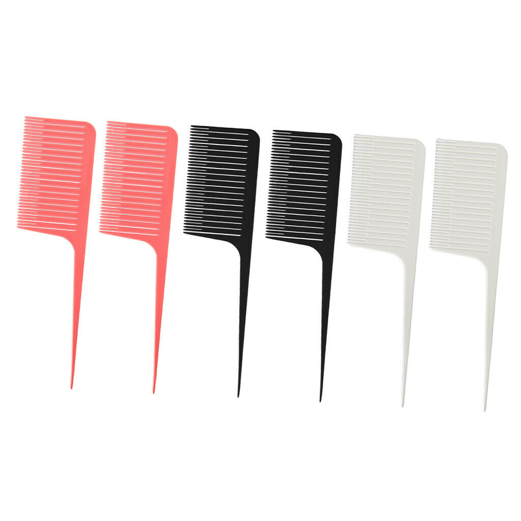 6 Pcs ABS Plastic Red Weave Highlighting Foiling Hair Comb for Styling Combs