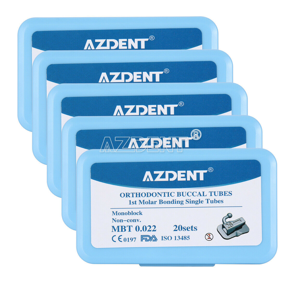 5 X Dental Orthodontic 1st Molar Buccal Tube Sgl MBT .022 Non-Conv MIM Bondable