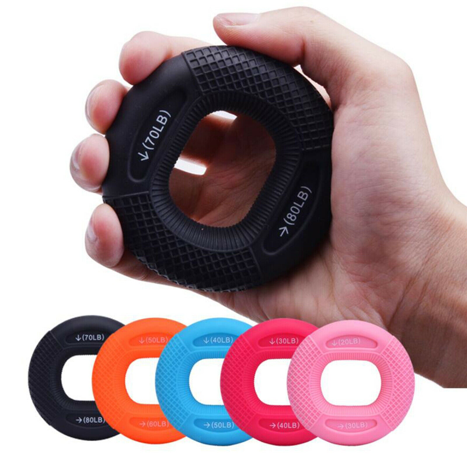 Hand Grip Silicone Ring 2 in 1 Gripper Finger Wrist Fitness Pink 20LB 30LB
