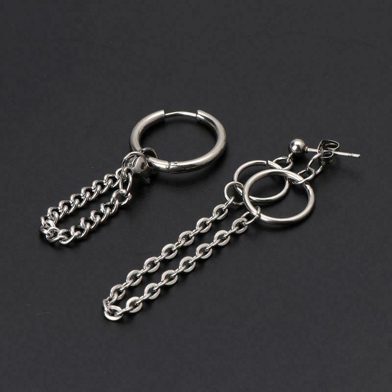 Tassel Chain Earrings KPOP Boy Earrings Male Korean Stainless Steel Punk Earring
