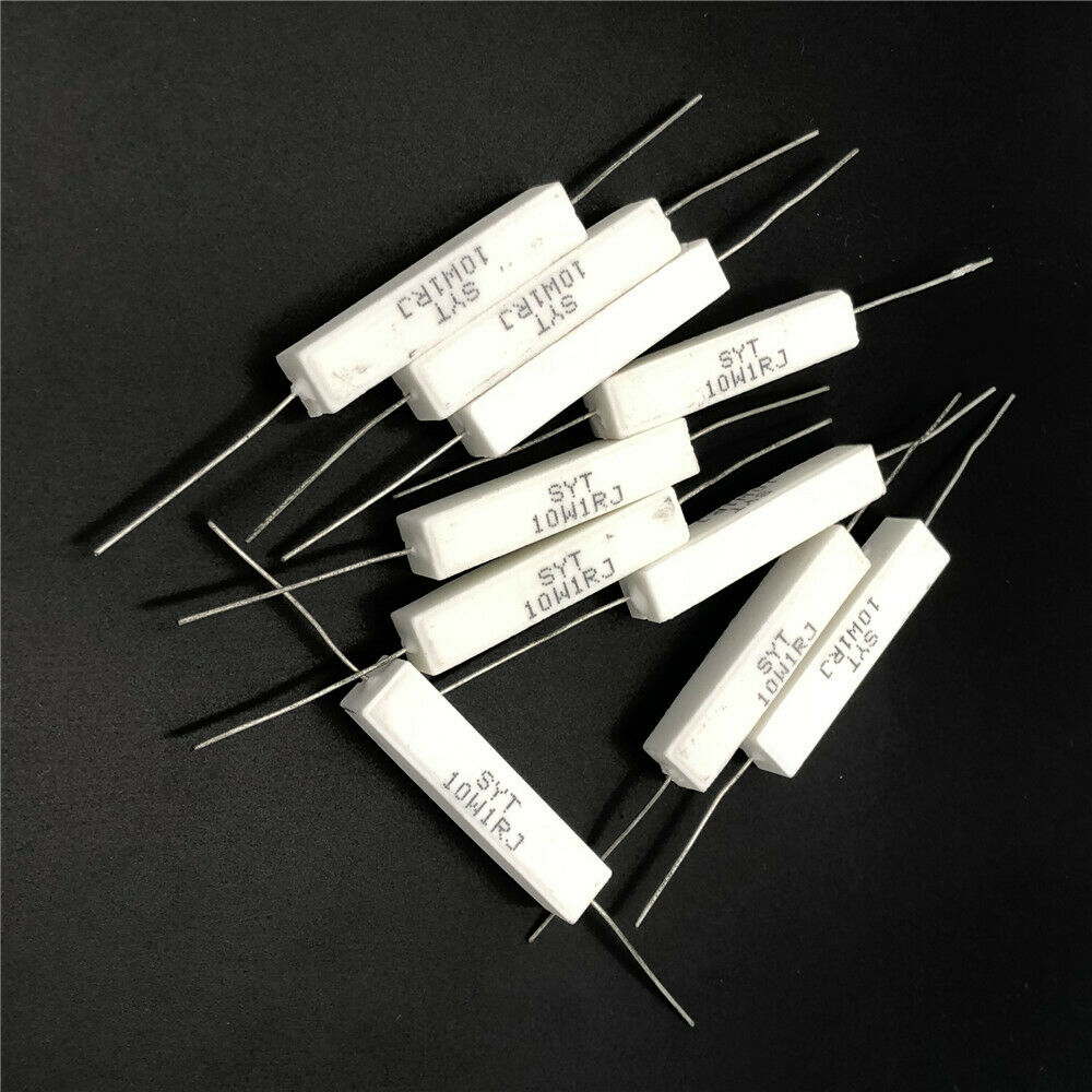 10pcs Axial Ceramic Cement Power Resistor 1.0 Ohm 1 R 5% 10 watt