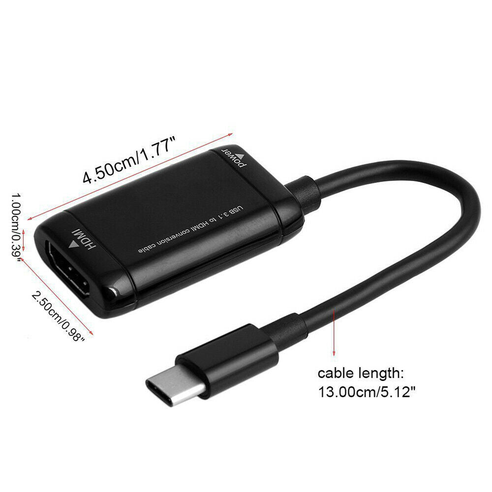 USB 3.1 Type C To HDMI Cable TV Adapter For Smart Mobile Phones Converter Cable!