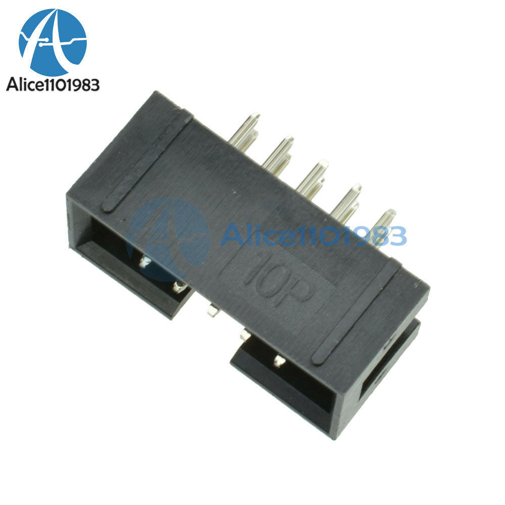 10PCS 2.54mm 10 Pin 2x5 Pin Double Row Straight Male Shrouded header IDC Socket
