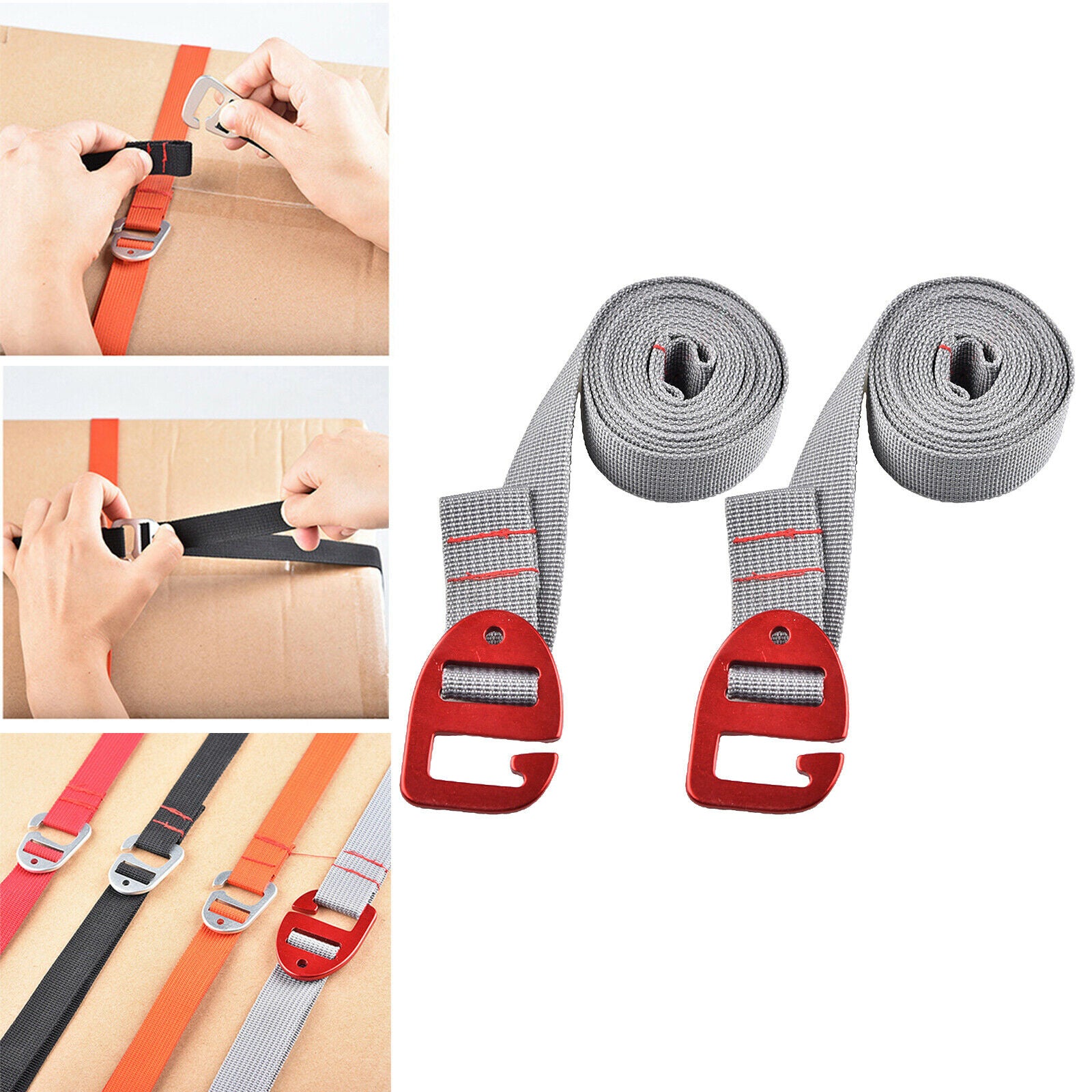 Luggage Strap Suitcase Packing Belt Flat Bungee Cord Lashing Straps 2m,Grey