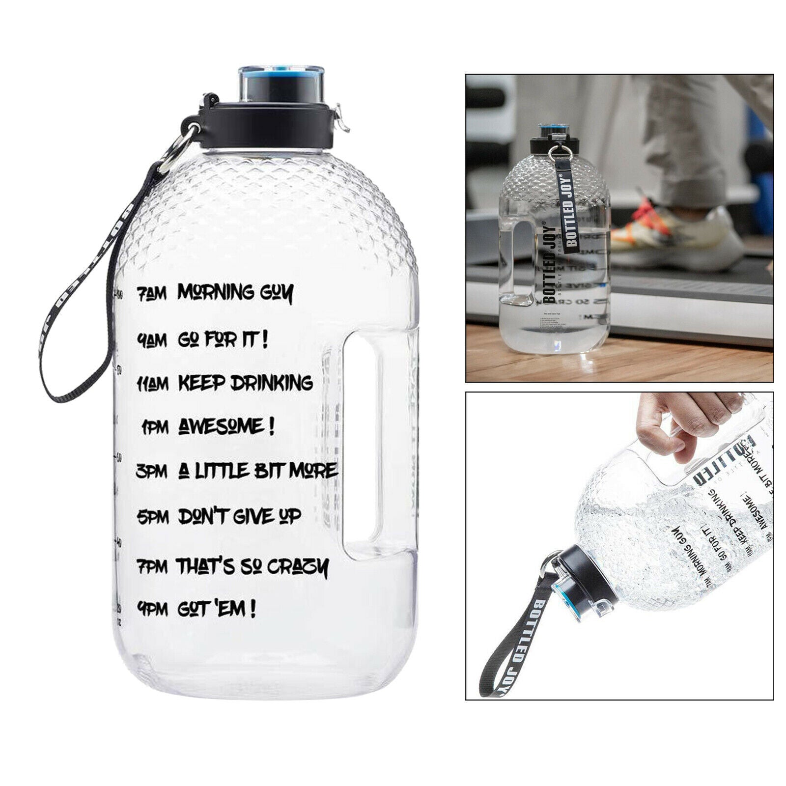 Sports Water Bottle Leak-Proof Clear Jug for Gym Camp Outdoor Activity