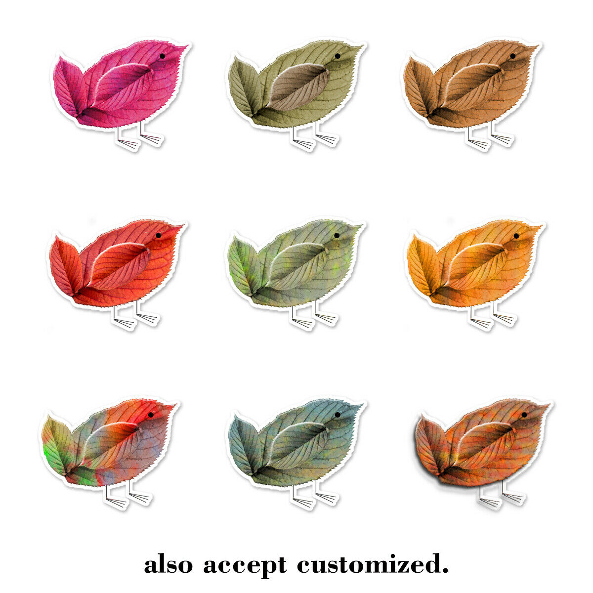 Funny Leaf Bird Car Truck Auto Vinyl Decals Luggage Scooter Stickers Waterproof