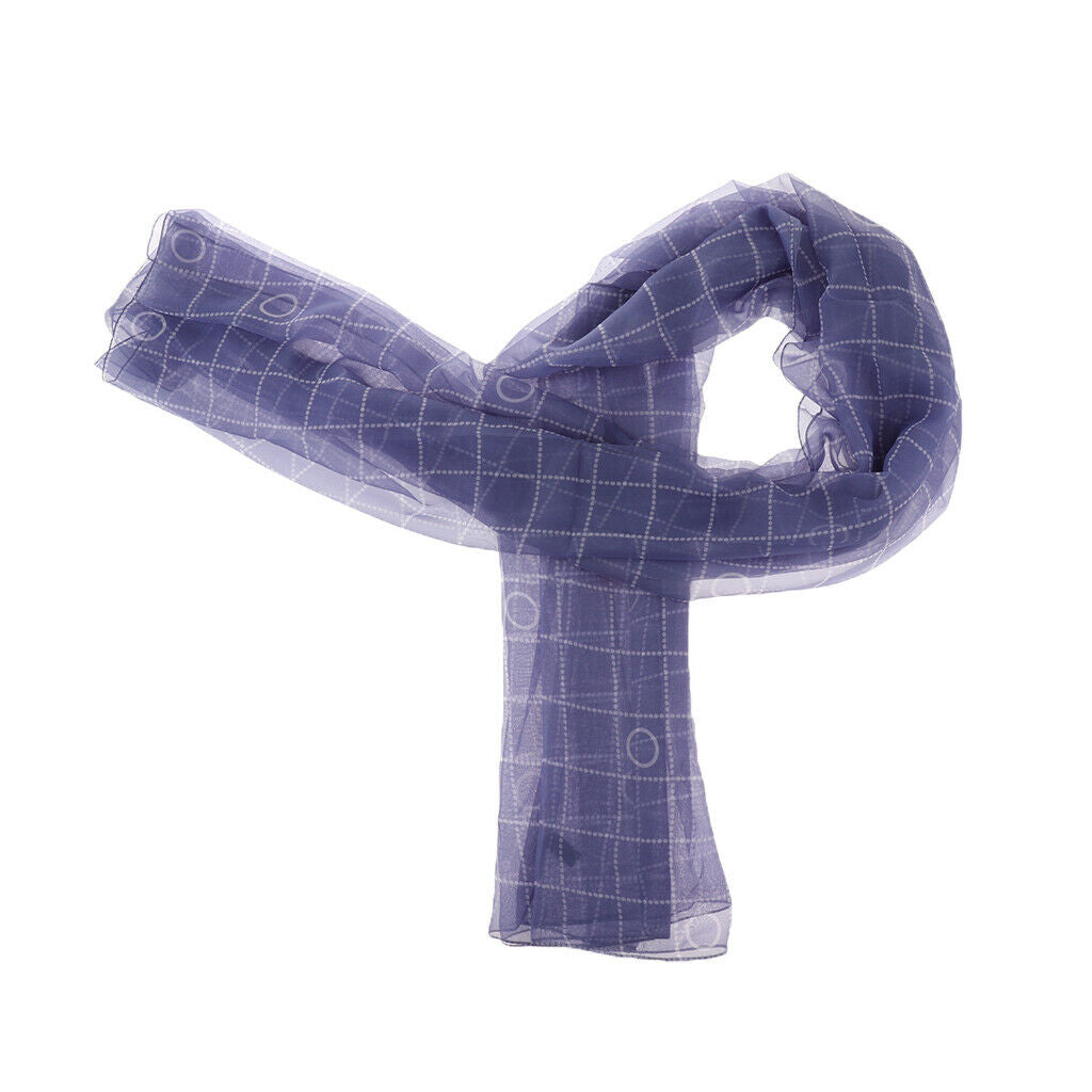 Dotted Grid Lightweight Fashion Long Scarf Shawl for Women Blue