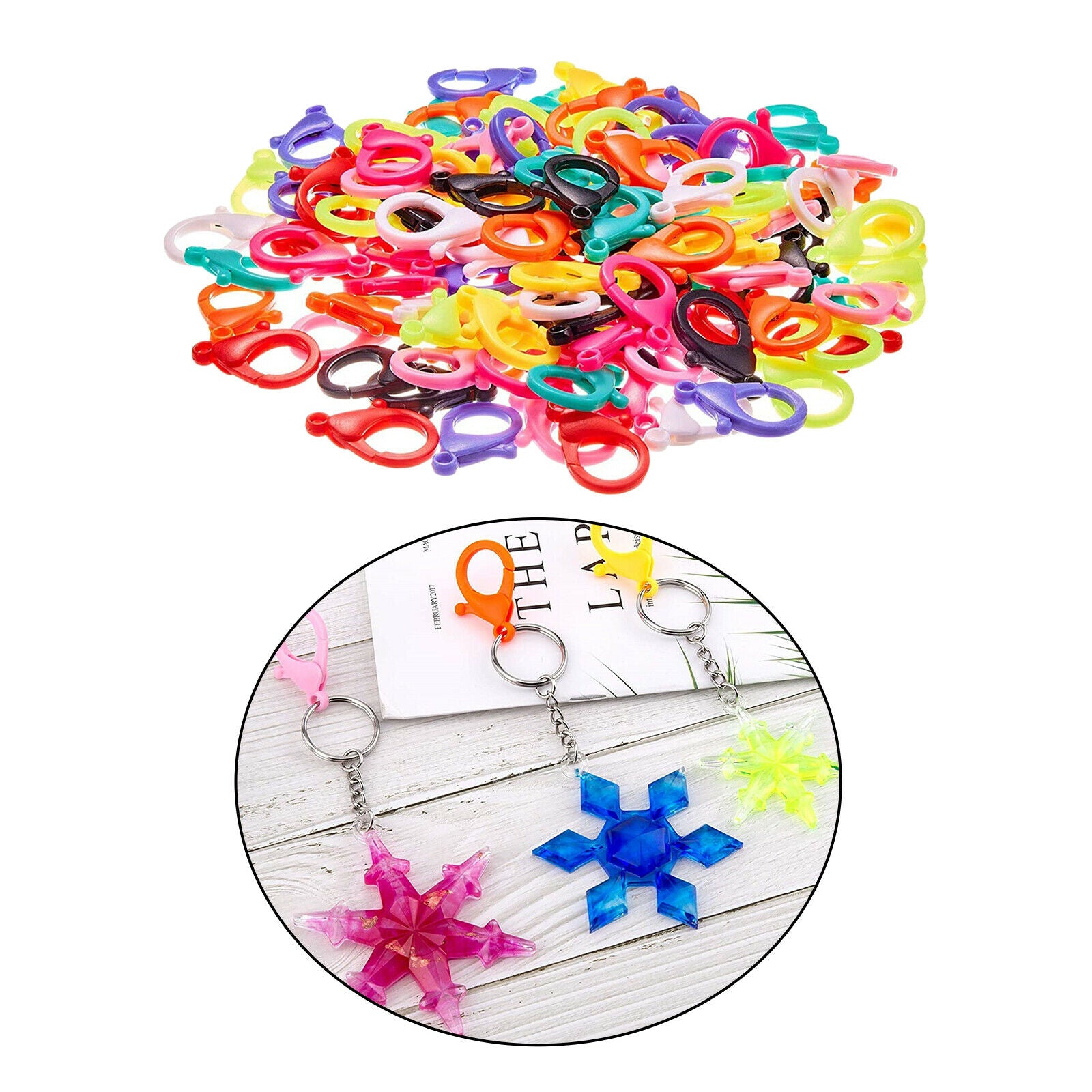 100 Pieces Colorful Plastic Clips Plastic Lobster Claw Clasps, Cute Lanyard Snap