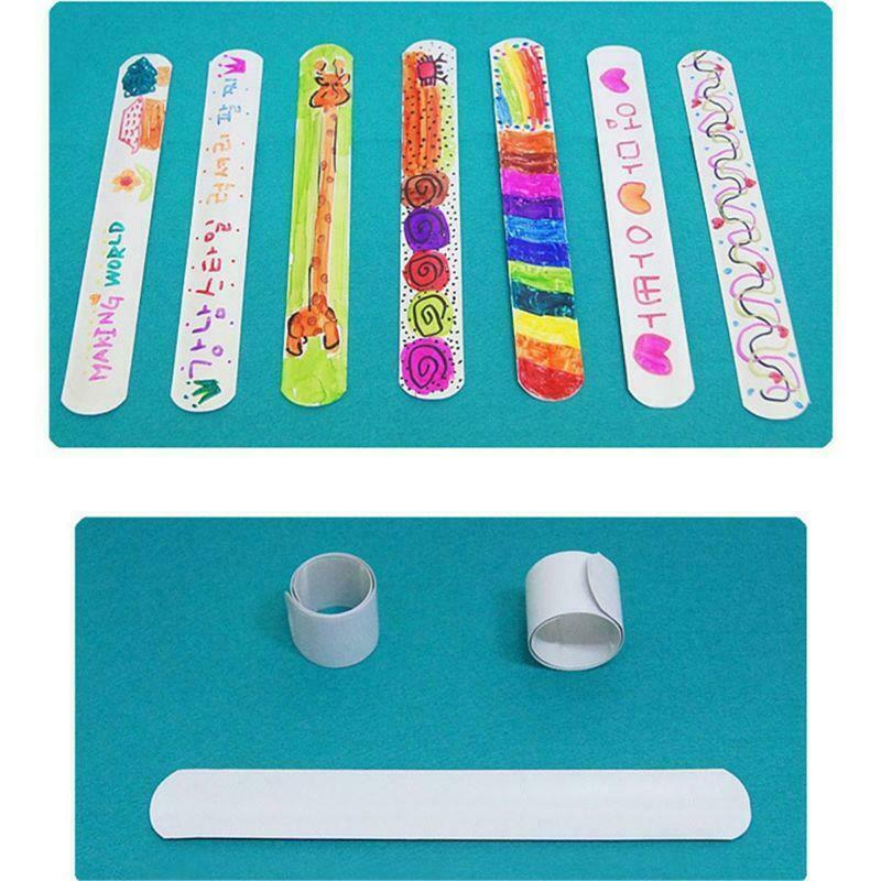 12 Pcs DIY Blank Slap Bracelets Party Favors Easter Gifts for Kids Art Craft