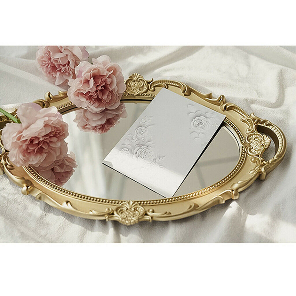 Retro Makeup Mirrored Vanity Tray Jewelry Tray Perfume Decor Tray Storage