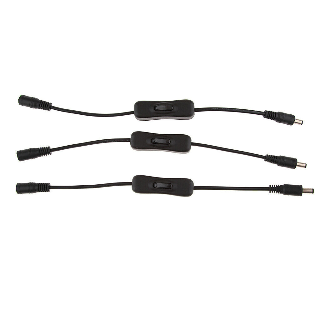 3Pcs Handy LED Strip Light DC Inline On/Off Switch Cable 5.5x2.1mm for CCTV