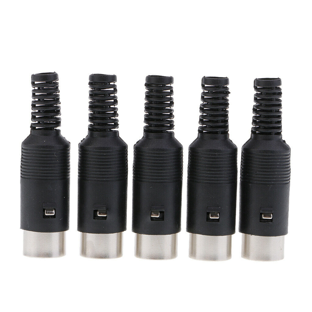 5/pack DIN Plug Male   Female Connector with Black Plastic Handle 5-pin