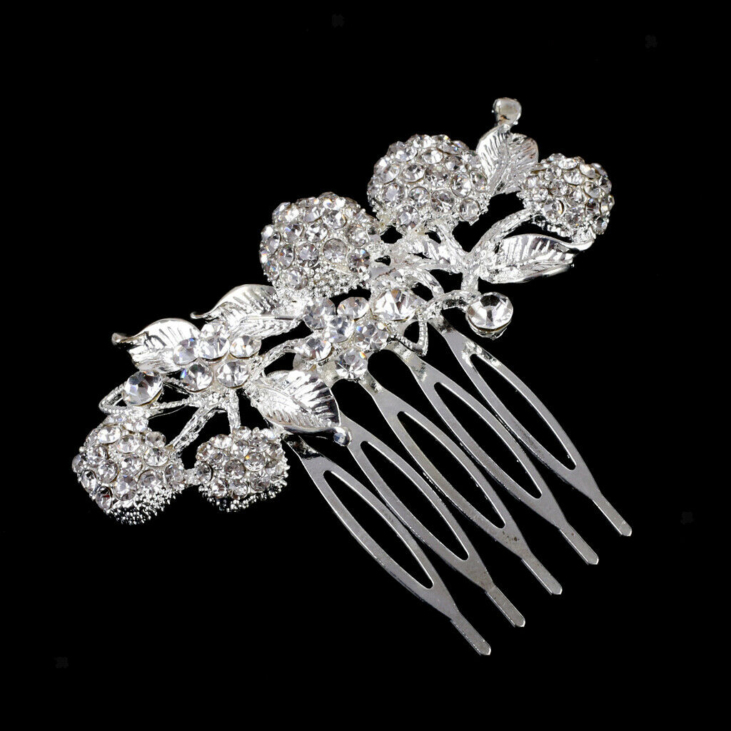 Bridal Wedding Flower Leaf Rhinestone Hair Comb Hair Accessories