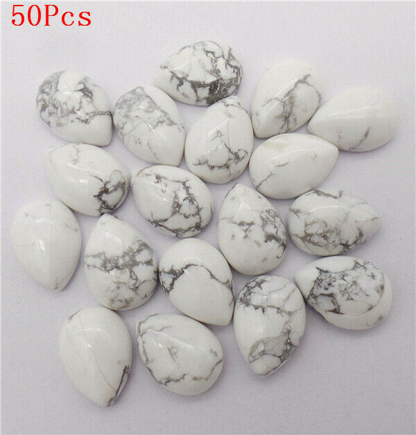 50Pcs 14x10x6mm Wholesale Natural White Howlite Teardrop Cab Cabochon DIY HH7253