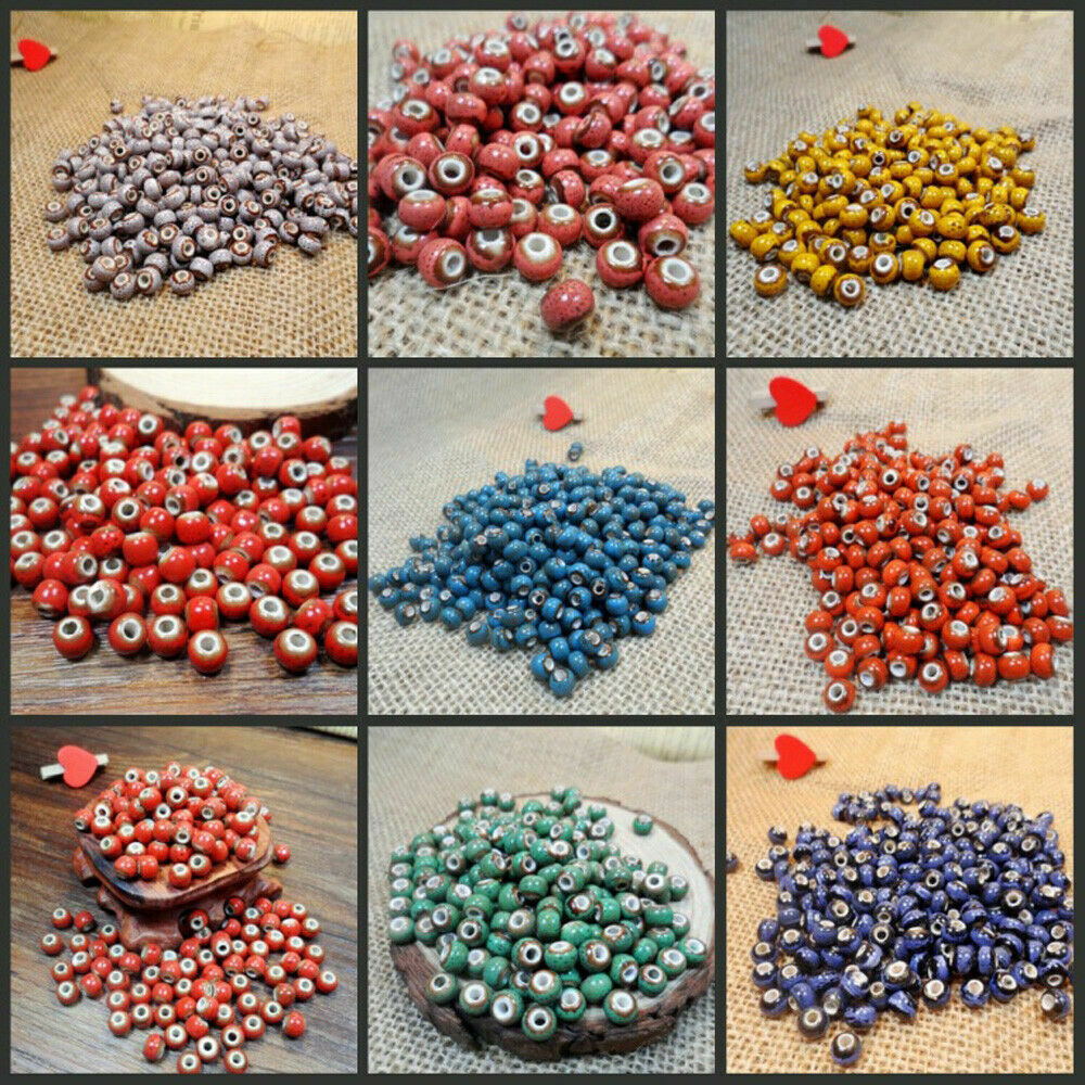 100pcs/Set 6mm Ceramic Porcelain Round Loose Spacer Beads Jewelry Findings DIY