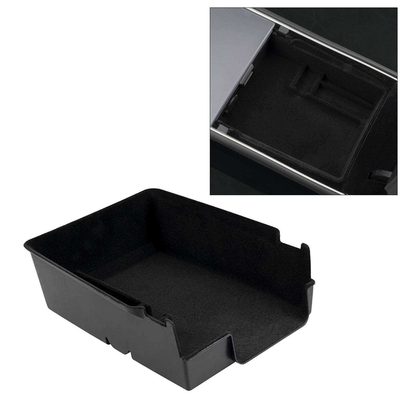 Durable Plasatic Car Center Console Storage Box Flocking Armrest Organizer Tray