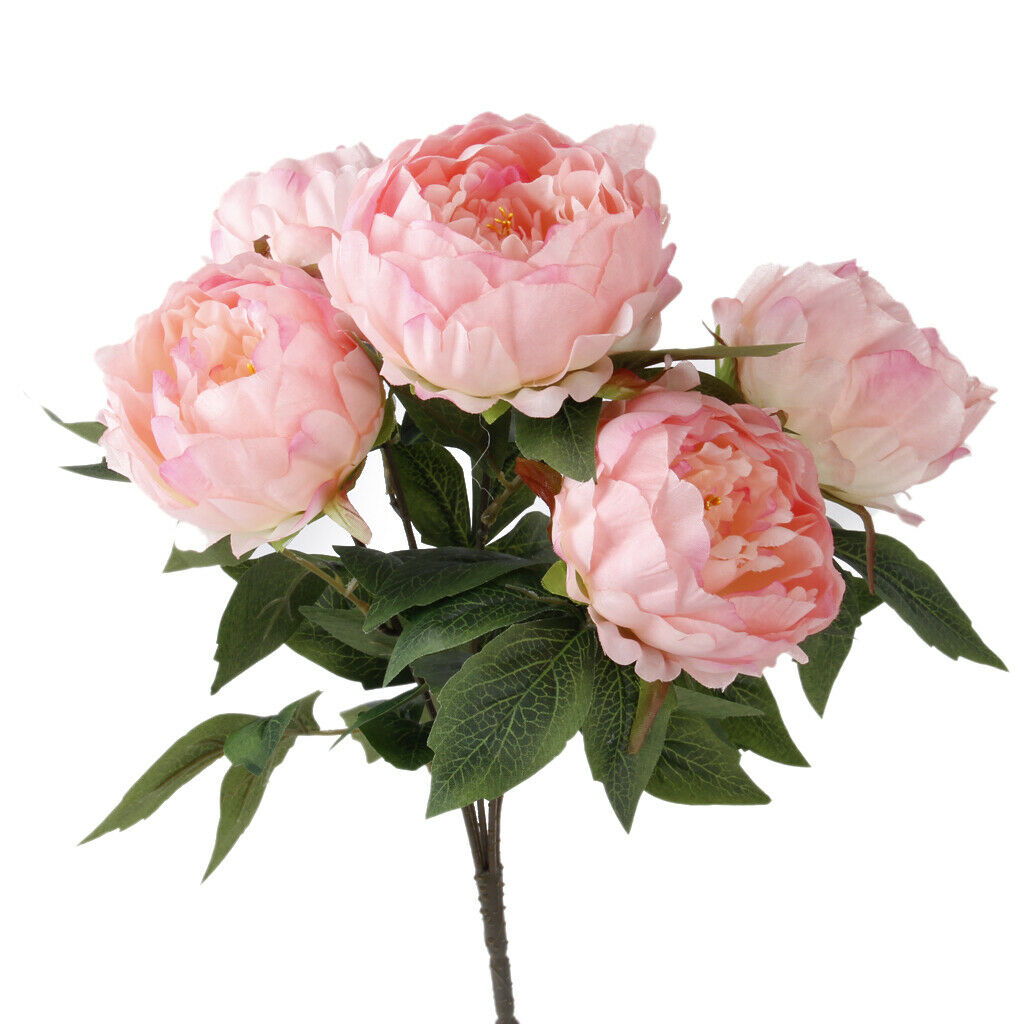 2x Artificial Peony Silk Flower Bouquet Wedding Party DIY Home Office Decor Pink