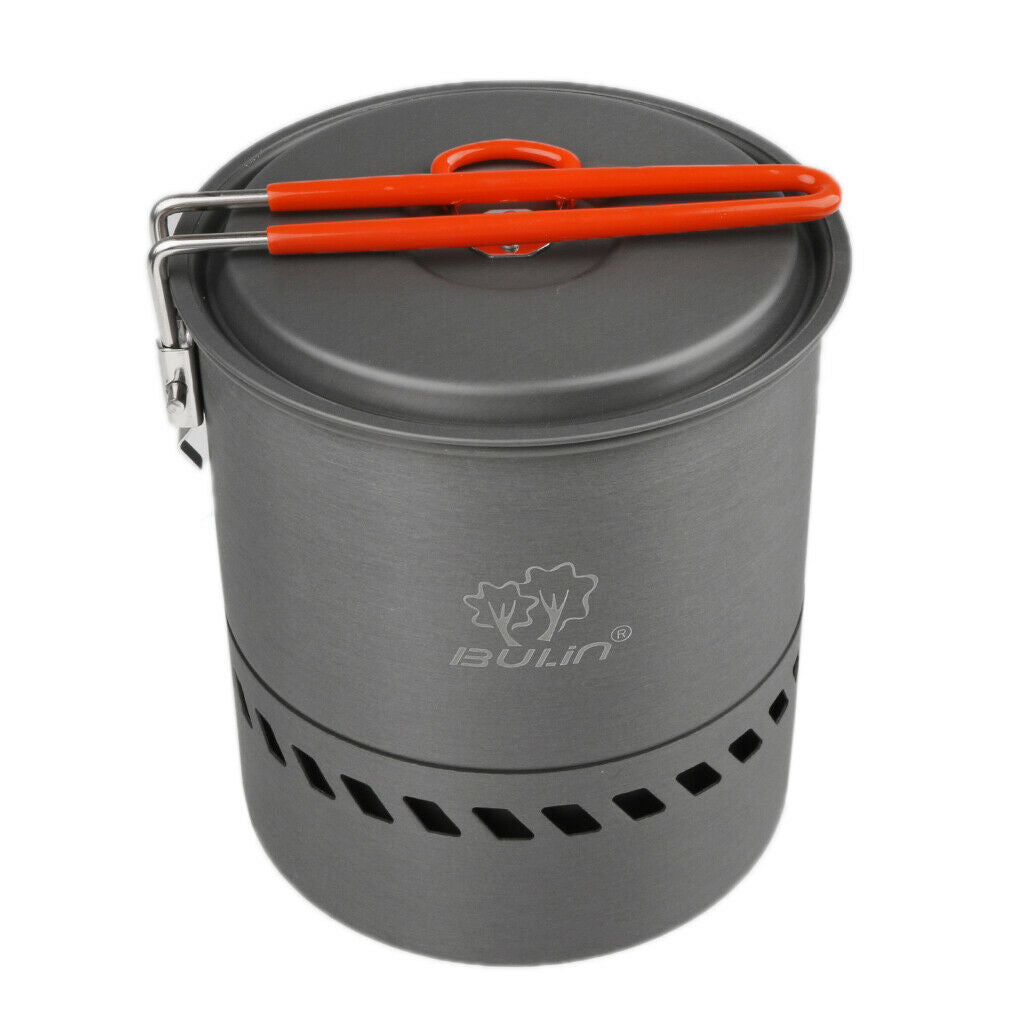 1.5L 1-2 Person Portable Heat Exchanger Pot Outdoor Cookware Camping Kettle