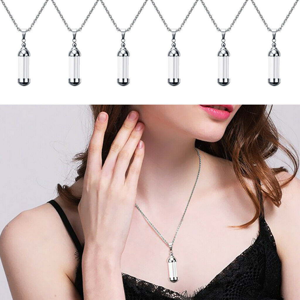 6 Pieces Urn Necklace for Ashes Hourglass Glass Cremation Jewelry Openable
