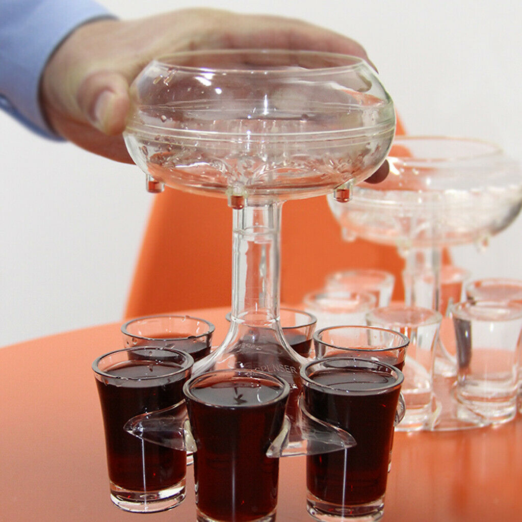 6 Shot Glass Dispenser Holder Drinking Liquor Set Shot Glass
