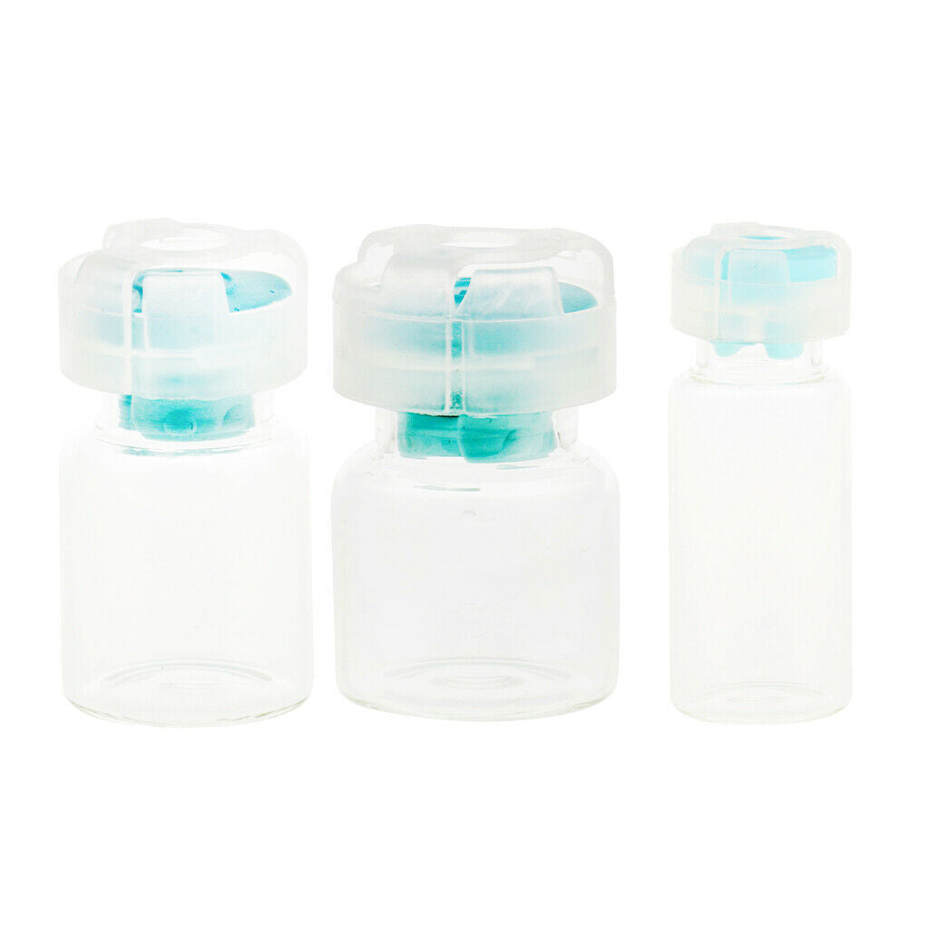 Lots 10pcs Empty Clear Glass Dram Bottles Vials With Black Screw   Blue  3ml