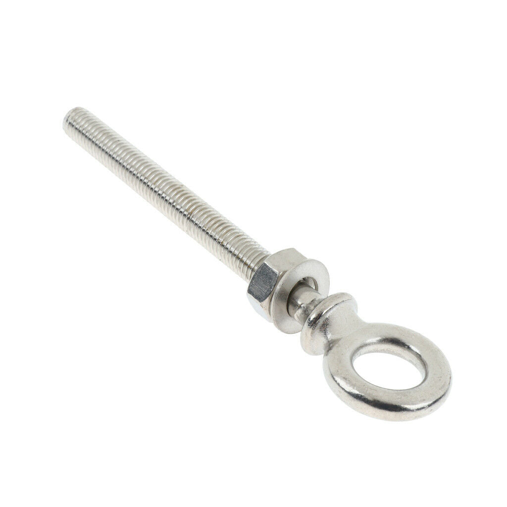 2Pcs M10 100mm Stainless Steel Eye Bolt Shade Sail Boat Roof Rack Bolt Nut