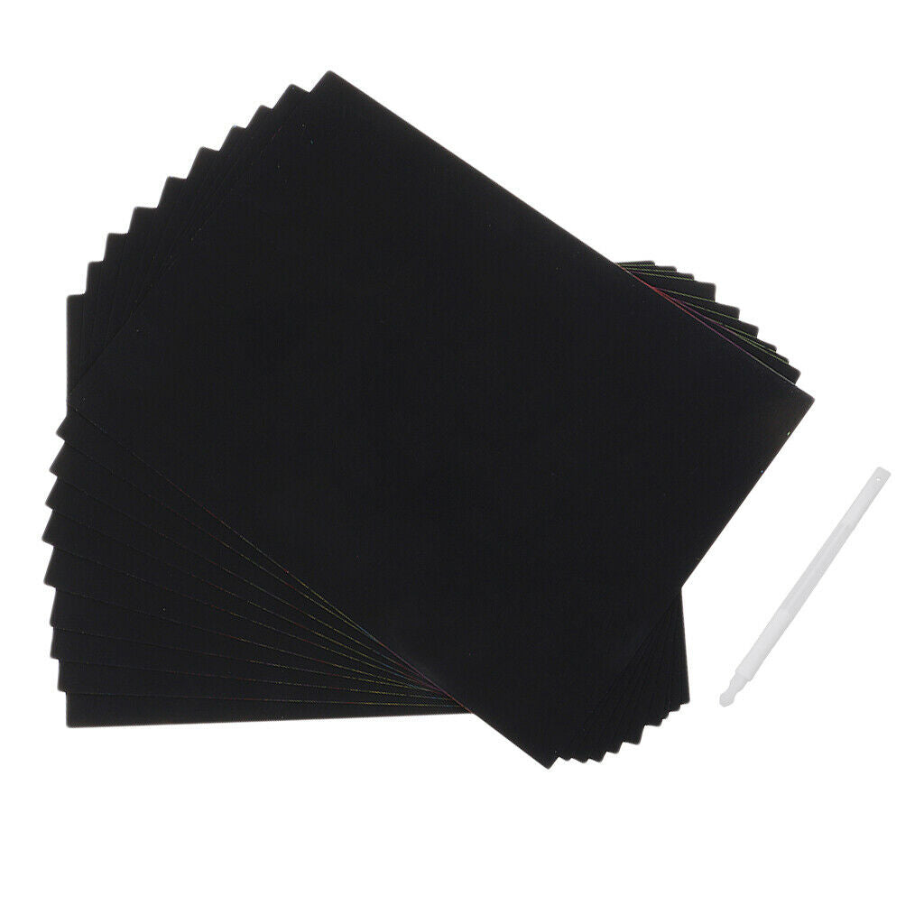 10 Sheets A4 Art Scratch Paper Stripe Scraping Paint Drawing with Stick Paint