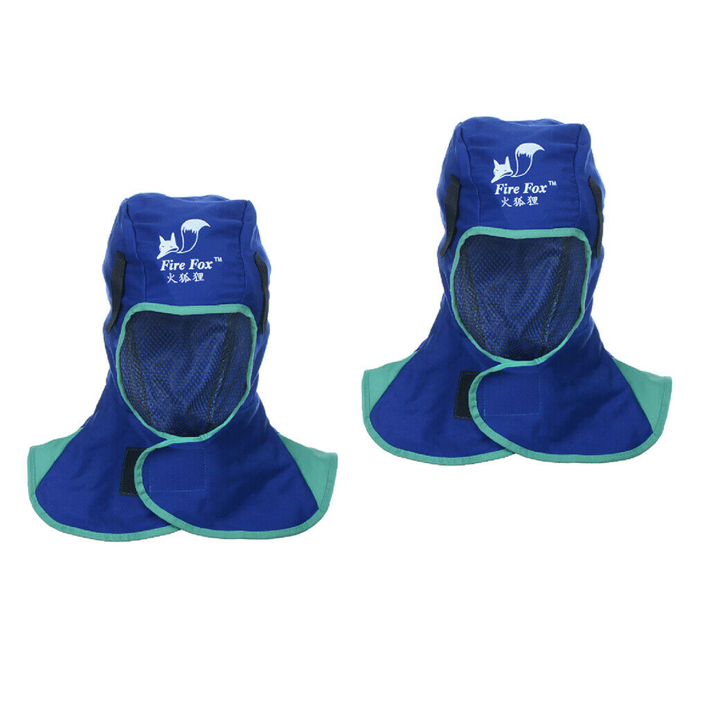 2 Pcs Flame Retardant Safety Helmet Welding Neck Head Protective Hood - Blue