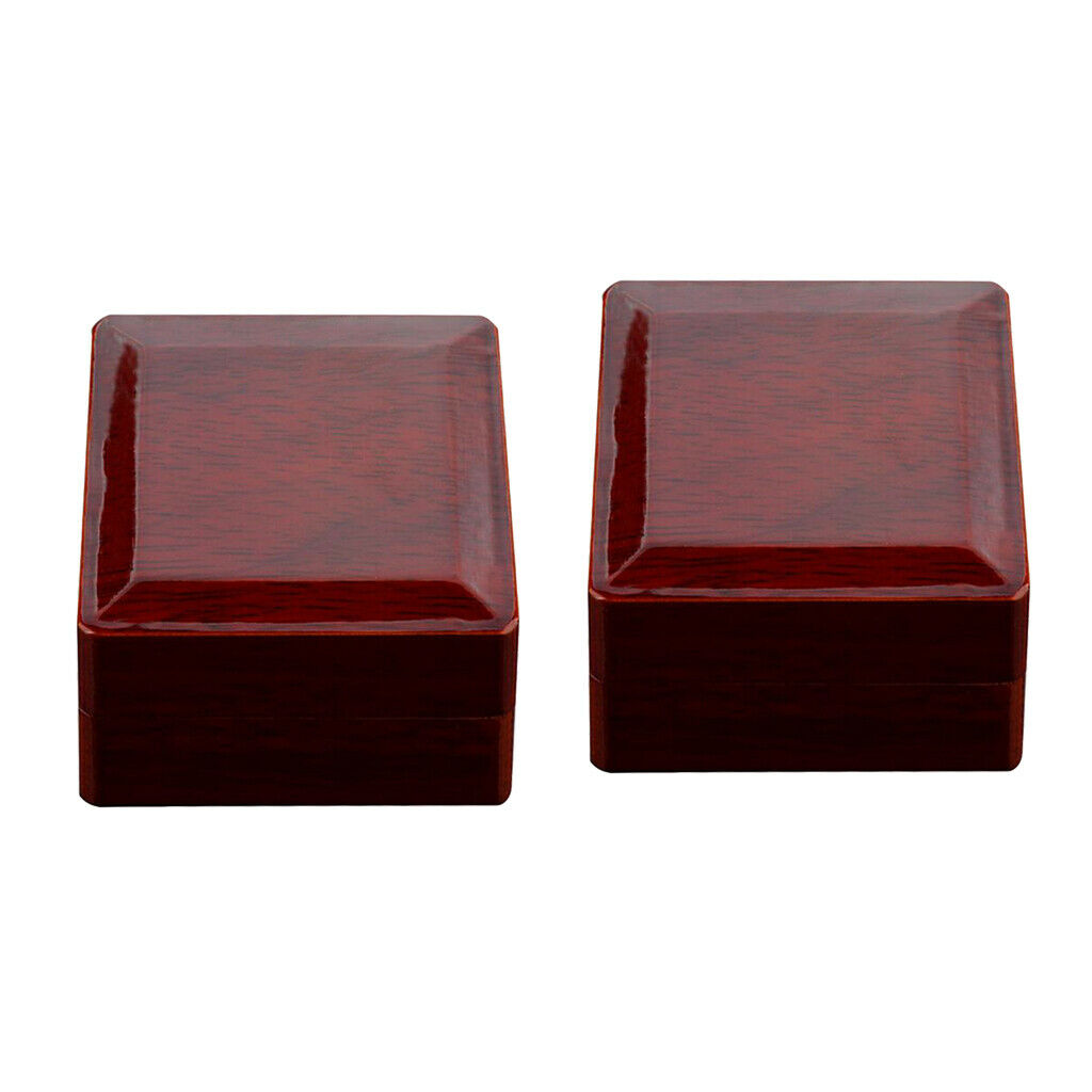 2Set Wine Red Natrual Wood Jewelry Display Gift Box Rings Sotage Holder