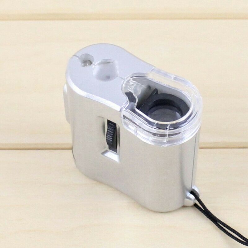 Mini 60X Microscope Magnifier Glass Jeweler Detector Loupe Len with LED UV Light