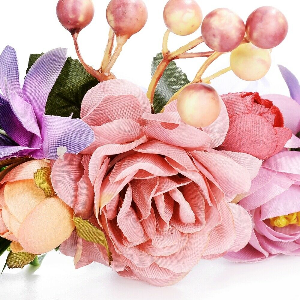 Womens Bridesmaid Flower Headband Wedding Beach Garland Floral Wreath Hairband