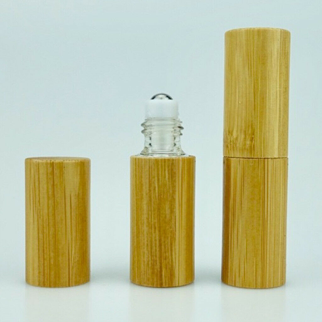 Natural Bamboo Perfume Essential Oil Roller Bottles Portable Container 5ml