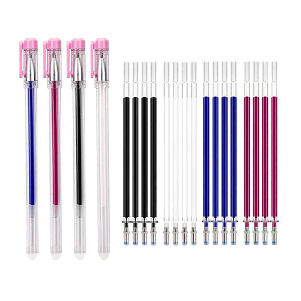 4Pcs Set Heat Erasable Fabric Marking Pens, 4 Heat Erase Empty Pens + 20 Refills