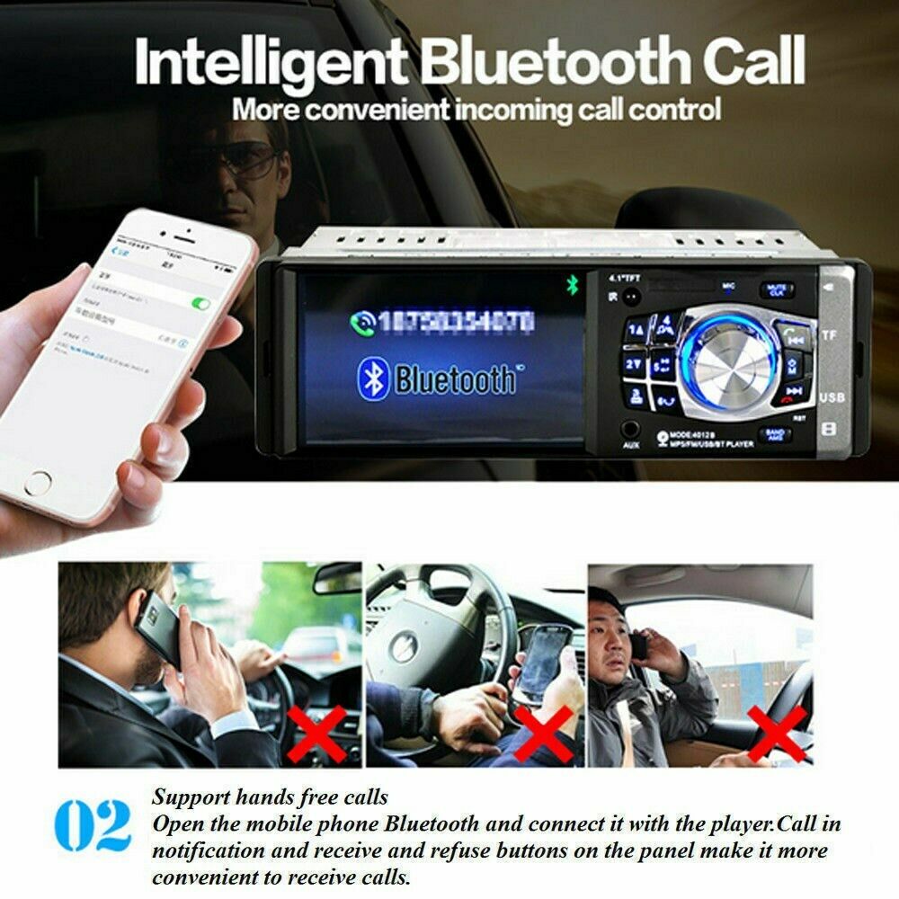 Bluetooth 4.1 Inches HD 1DIN In-Dash Car Stereo Radio MP5 Player FM with Camera/