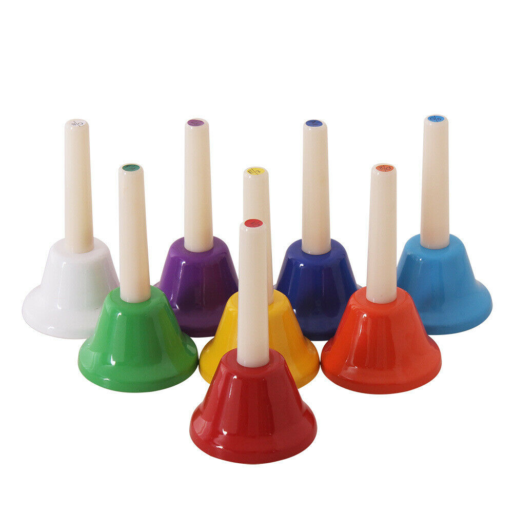 Set of 8pcs Diatonic Handbells Colorful Jingles Music Practice for Kids