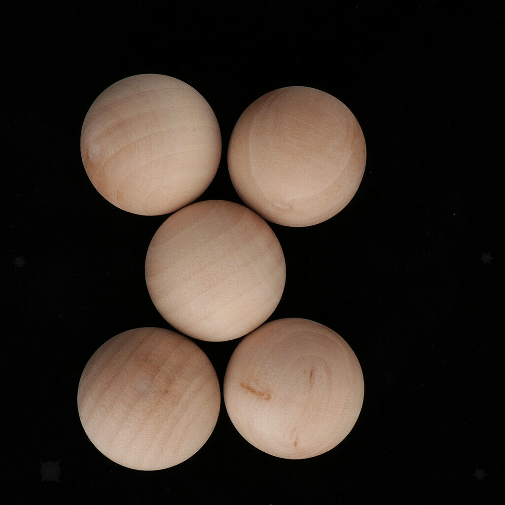 5 Pack Unfinished Natural Wooden Round Ball – 5cm Wooden Beads for Crafts and