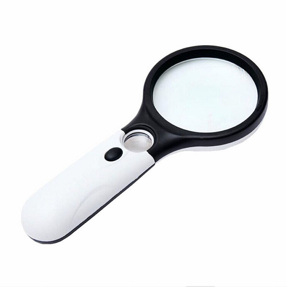 Handheld 45X Magnifying Reading Glass Lens Jewelry Loupe With 3 LED Light BDAU