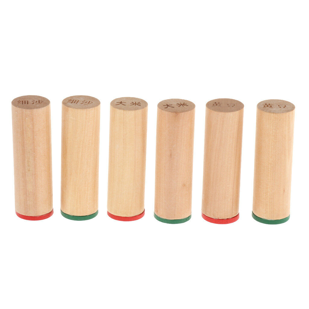 6pcs Wooden   Sensorial Auditory Training Material Sound Cylinders