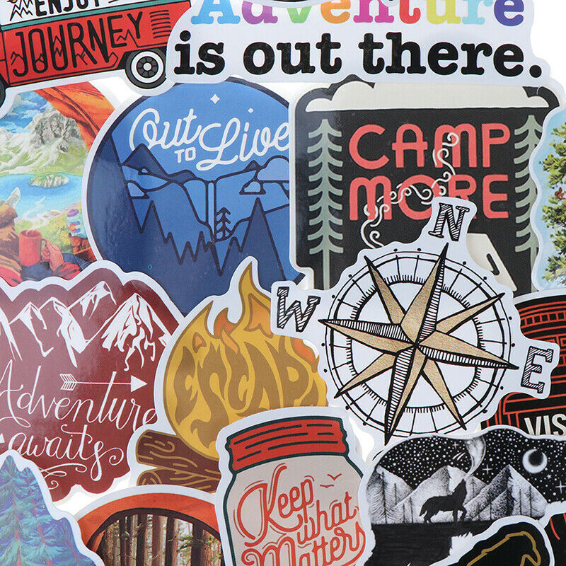 65Pcs Hiking Travel Stickers Adventure Outdoor Landscape Waterproof PVC DecalRDD