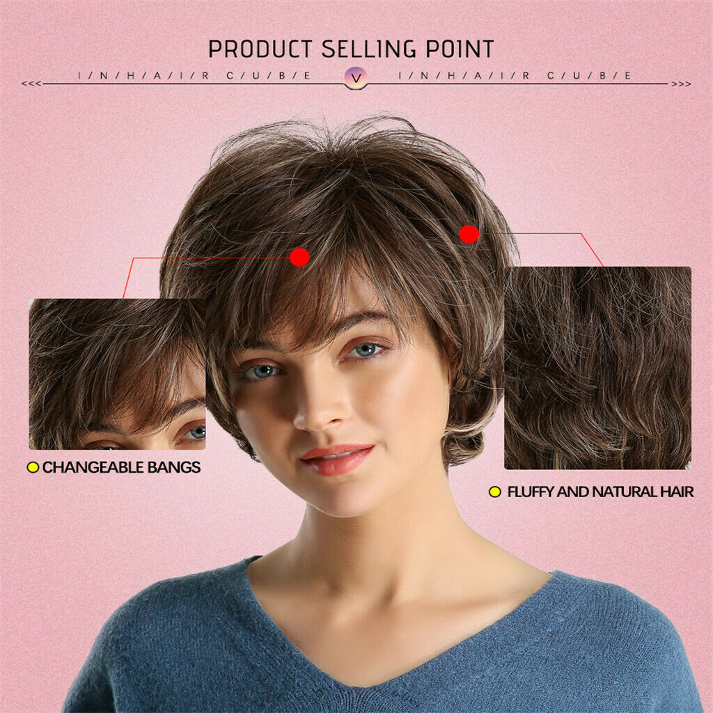 11â€ Heat Resistant Replacement Wig Mixed Brown Color Short Bob Wigs with Hair