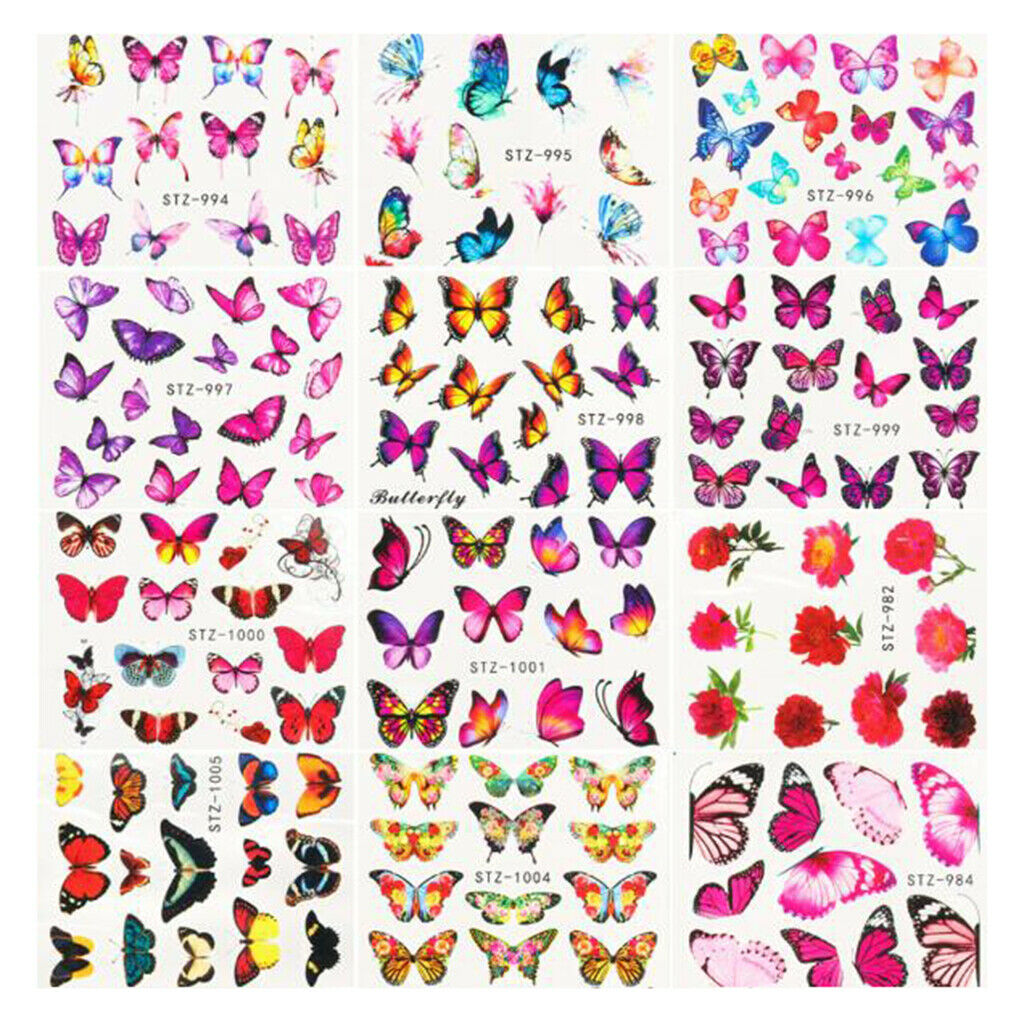 30 Sheets Nail Art Stickers Decals Butterfly Manicure Nail Foils Decor